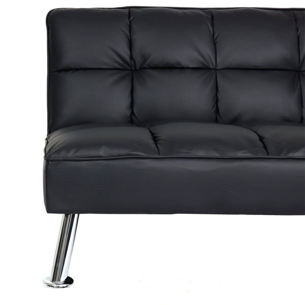 Sofa Klappsofa Schlafsofa Nosagfederung Liegefläche 181x107cm Kunstleder schwarz