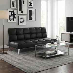 Sofa Klappsofa Schlafsofa Nosagfederung Liegefläche 181x107cm Kunstleder schwarz