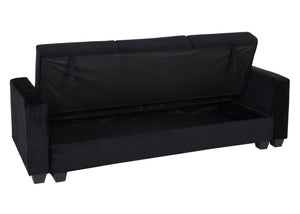 Sofa mit Ottomane Gästebett Schlaffunktion Stauraum 217x145cm Samt schwarz