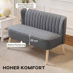 Sofa Polstersofa 2 Sitzer für Wohnzimmer Leinenoptik grau