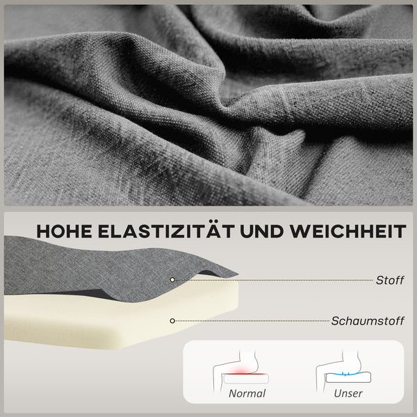 Sofa Polstersofa 2 Sitzer für Wohnzimmer Leinenoptik grau