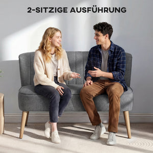 Sofa Polstersofa 2 Sitzer für Wohnzimmer Leinenoptik grau