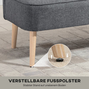 Sofa Polstersofa 2 Sitzer für Wohnzimmer Leinenoptik grau