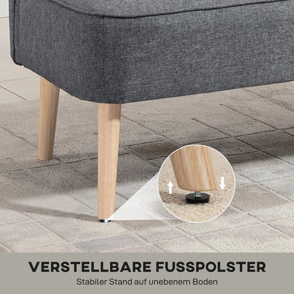 Sofa Polstersofa 2 Sitzer für Wohnzimmer Leinenoptik grau