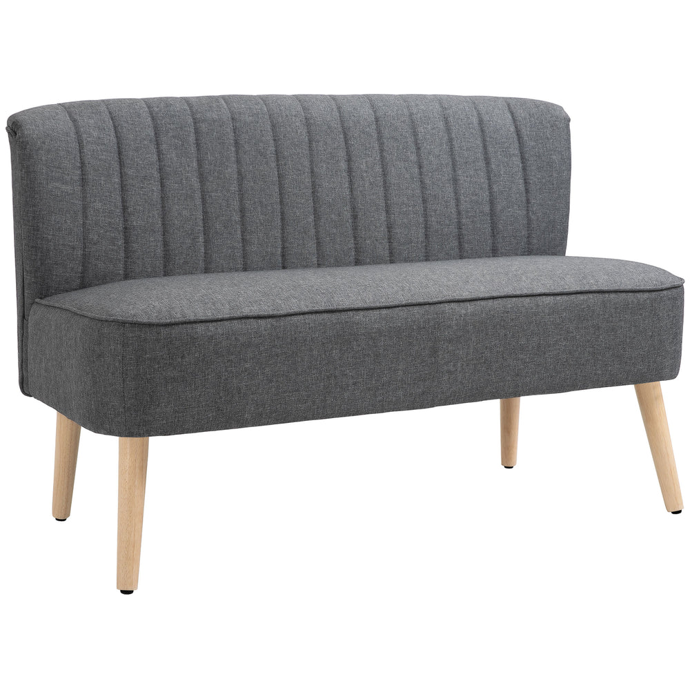 Sofa Polstersofa 2 Sitzer für Wohnzimmer Leinenoptik grau