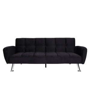 Sofa Schlafsofa Gästebett Klappsofa Nosagfederung 203cm Samt schwarz