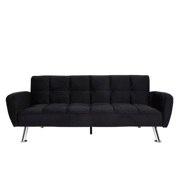Sofa Schlafsofa Gästebett Klappsofa Nosagfederung 203cm Samt schwarz