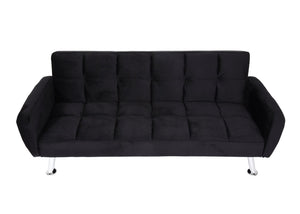 Sofa Schlafsofa Gästebett Klappsofa Nosagfederung 203cm Samt schwarz