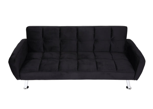 Sofa Schlafsofa Gästebett Klappsofa Nosagfederung 203cm Samt schwarz
