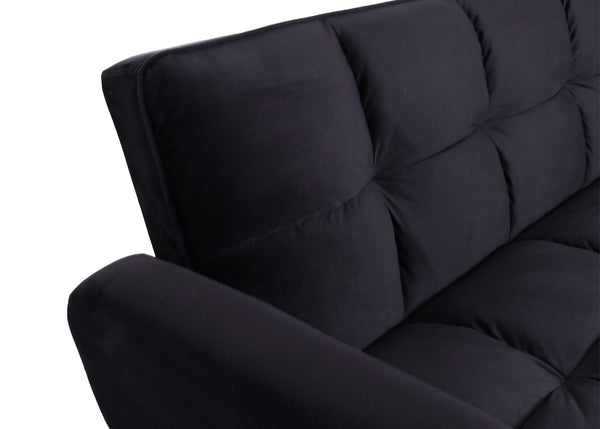 Sofa Schlafsofa Gästebett Klappsofa Nosagfederung 203cm Samt schwarz