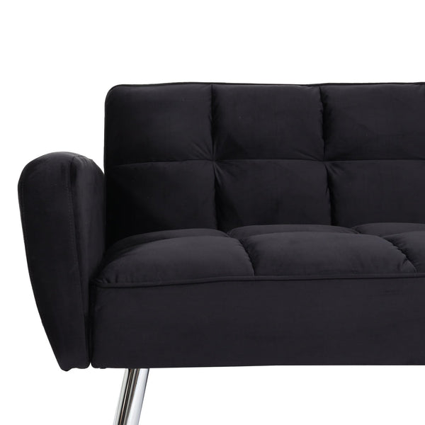 Sofa Schlafsofa Gästebett Klappsofa Nosagfederung 203cm Samt schwarz