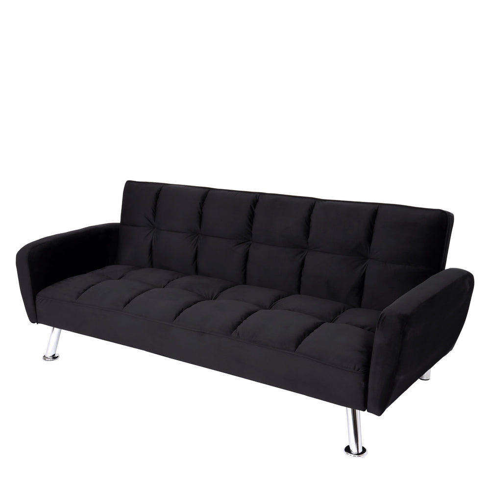 Sofa Schlafsofa Gästebett Klappsofa Nosagfederung 203cm Samt schwarz