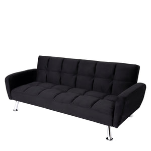 Sofa Schlafsofa Gästebett Klappsofa Nosagfederung 203cm Samt schwarz