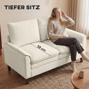 Sofa Zweisitzer mit Federkissen und hohem Rücken Chenille creme
