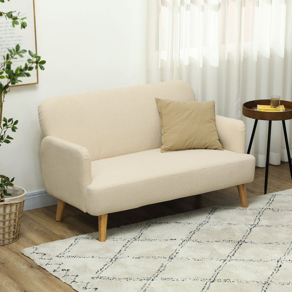 Sofa Zweisitzer kompakt mit weichem Bezug cremeweiss