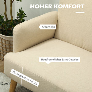 Sofa Zweisitzer kompakt mit weichem Bezug cremeweiss