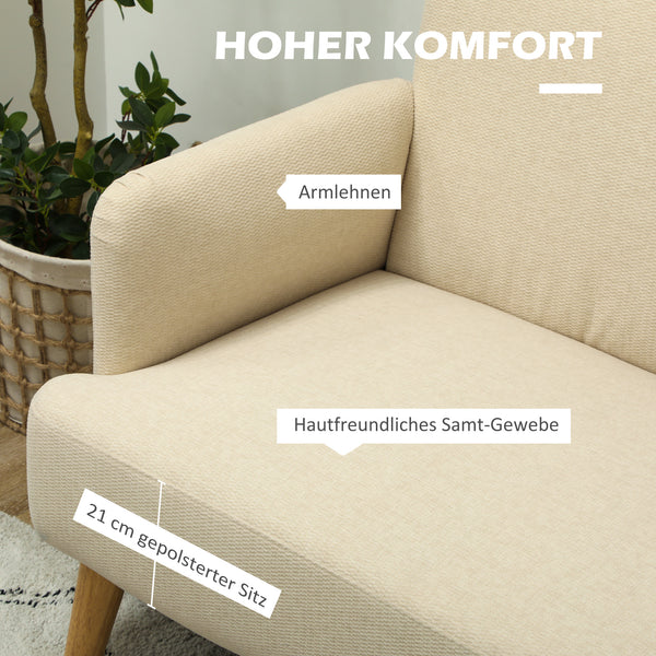 Sofa Zweisitzer kompakt mit weichem Bezug cremeweiss