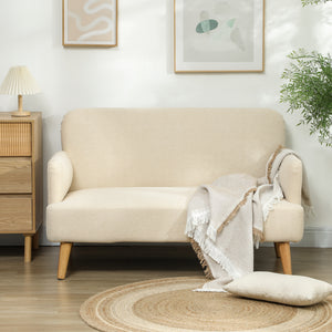 Sofa Zweisitzer kompakt mit weichem Bezug cremeweiss