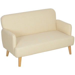 Sofa Zweisitzer kompakt mit weichem Bezug cremeweiss