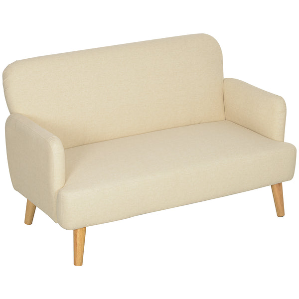Sofa Zweisitzer kompakt mit weichem Bezug cremeweiss