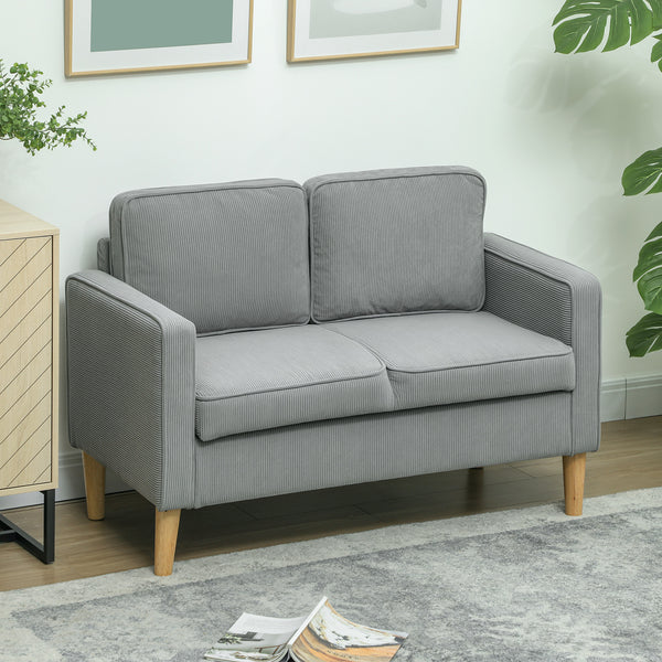 Sofa Zweisitzer mit Stauraum und Holzbeinen hellgrau