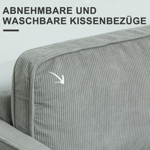 Sofa Zweisitzer mit Stauraum und Holzbeinen hellgrau