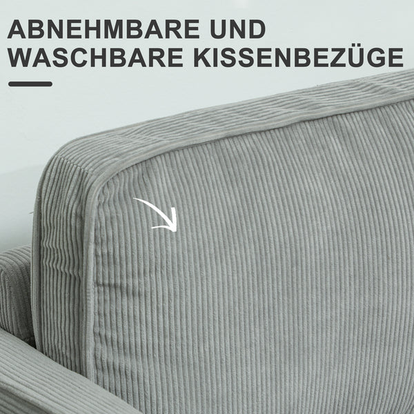 Sofa Zweisitzer mit Stauraum und Holzbeinen hellgrau
