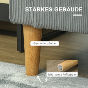 Sofa Zweisitzer mit Stauraum und Holzbeinen hellgrau