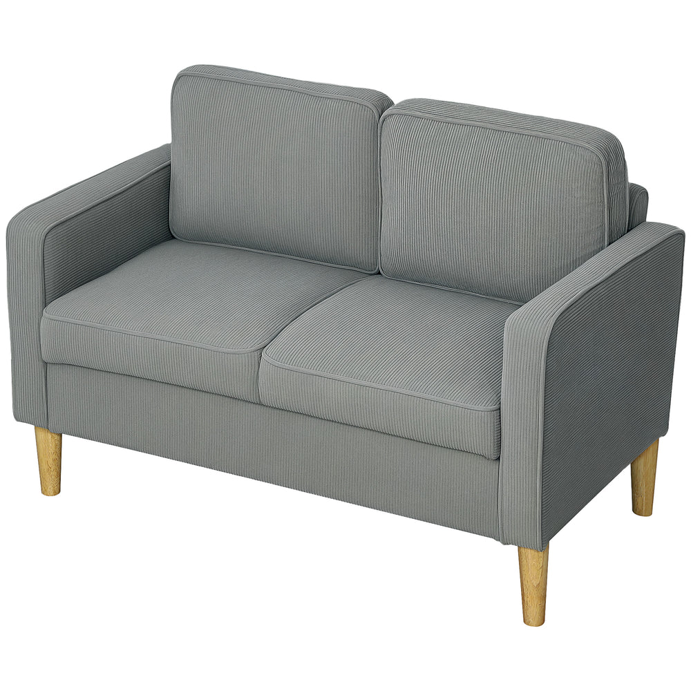 Sofa Zweisitzer mit Stauraum und Holzbeinen hellgrau
