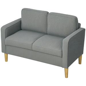 Sofa Zweisitzer mit Stauraum und Holzbeinen hellgrau