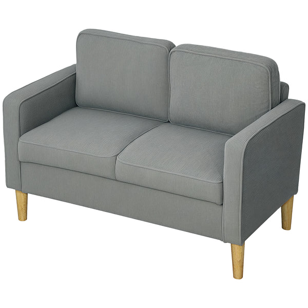 Sofa Zweisitzer mit Stauraum und Holzbeinen hellgrau
