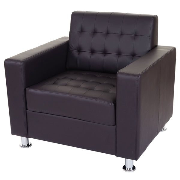 Sofagarnitur 3-1-1 Kunstleder mit Metallfüssen braun
