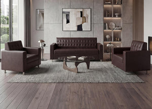 Sofagarnitur 3-1-1 Kunstleder mit Metallfüssen braun