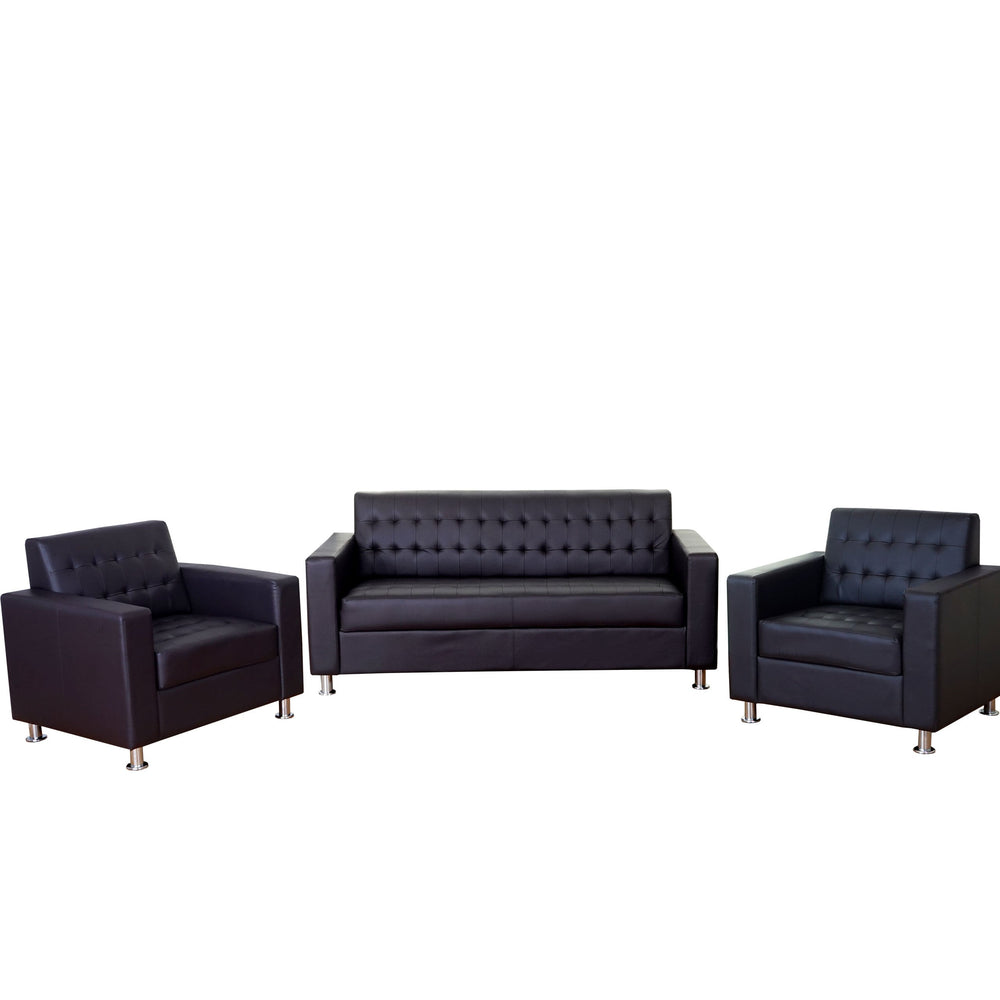 Sofagarnitur 3-1-1 Kunstleder mit Metallfüssen braun