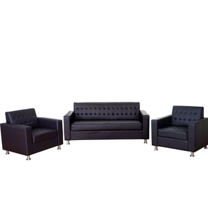 Sofagarnitur 3-1-1 Kunstleder mit Metallfüssen braun