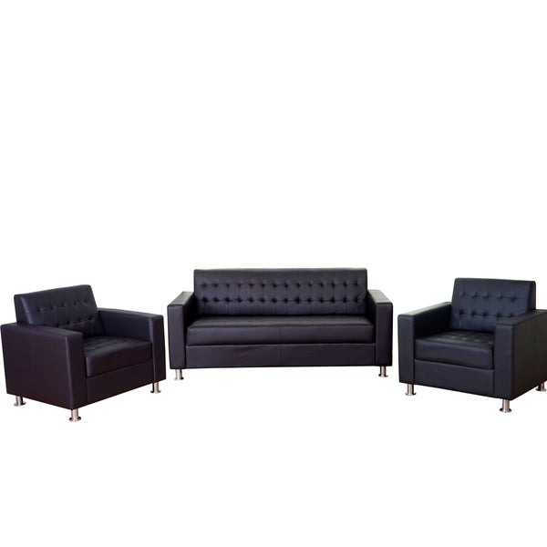 Sofagarnitur 3-1-1 Kunstleder mit Metallfüssen braun