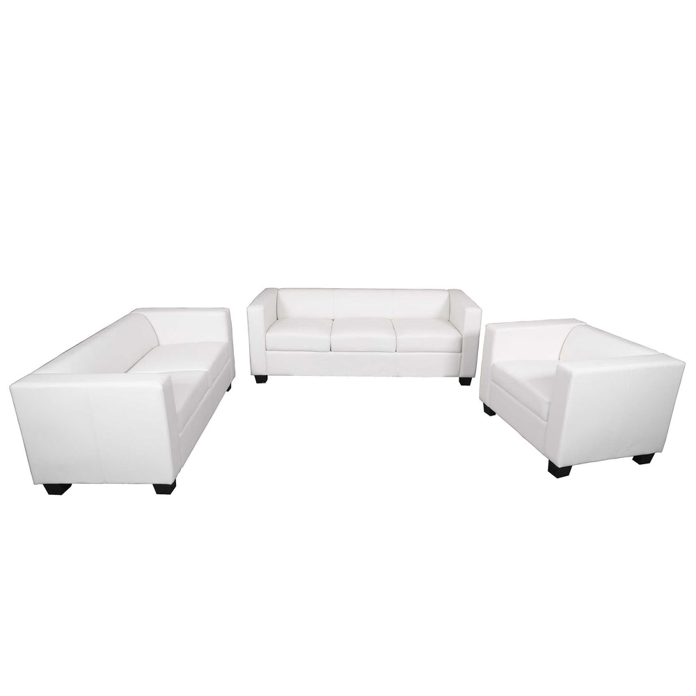 Sofagarnitur 3-2-1 aus Kunstleder Loungesofa Set weiss