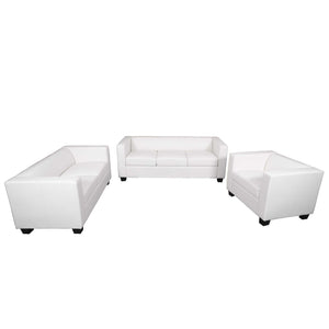 Sofagarnitur 3-2-1 aus Kunstleder Loungesofa Set weiss