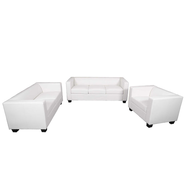 Sofagarnitur 3-2-1 aus Kunstleder Loungesofa Set weiss