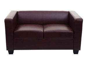 Sofagarnitur Couchgarnitur Loungesofa Kunstleder rot-braun