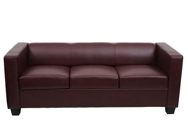 Sofagarnitur Couchgarnitur Loungesofa Kunstleder rot-braun