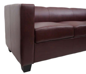 Sofagarnitur Couchgarnitur Loungesofa Kunstleder rot-braun