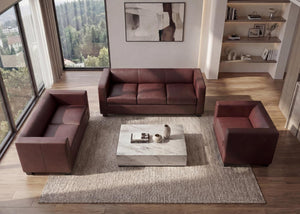 Sofagarnitur Couchgarnitur Loungesofa Kunstleder rot-braun