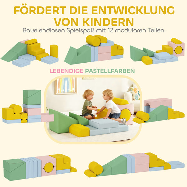 Softbausteine für Kinder waschbar 12-teilig pastellfarben