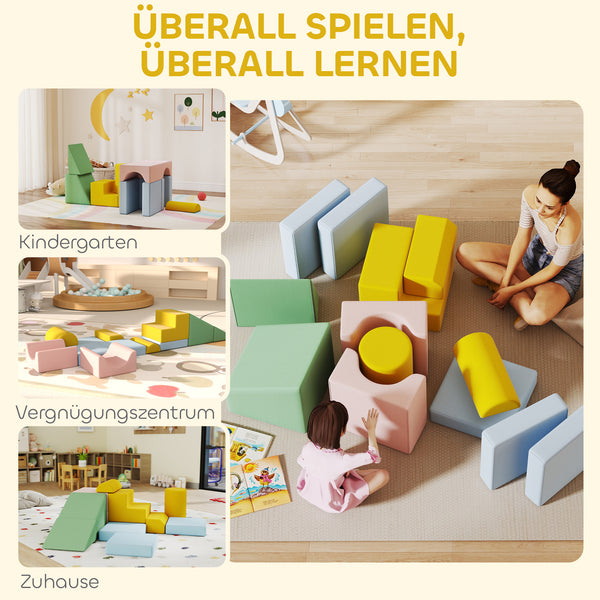 Softbausteine für Kinder waschbar 12-teilig pastellfarben