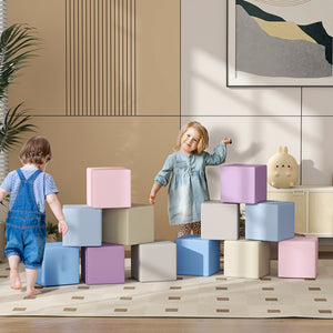 Softbausteine Würfel 12er Set kindersicher für Kleinkinder 1-3 Jahre