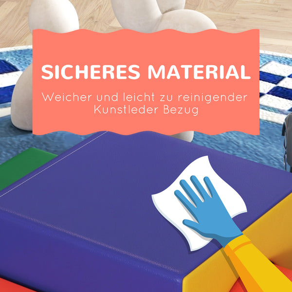 Soft building blocks, set of 4, made of EPE faux leather, 1-3 years