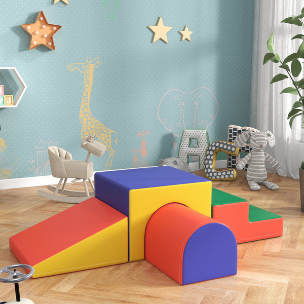 Soft building blocks, set of 4, made of EPE faux leather, 1-3 years