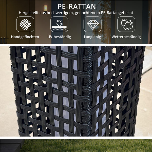 Solar Aussenleuchte mit Einschaltautomatik Rattanoptik schwarz