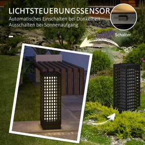 Solar Aussenleuchte mit Einschaltautomatik Rattanoptik schwarz